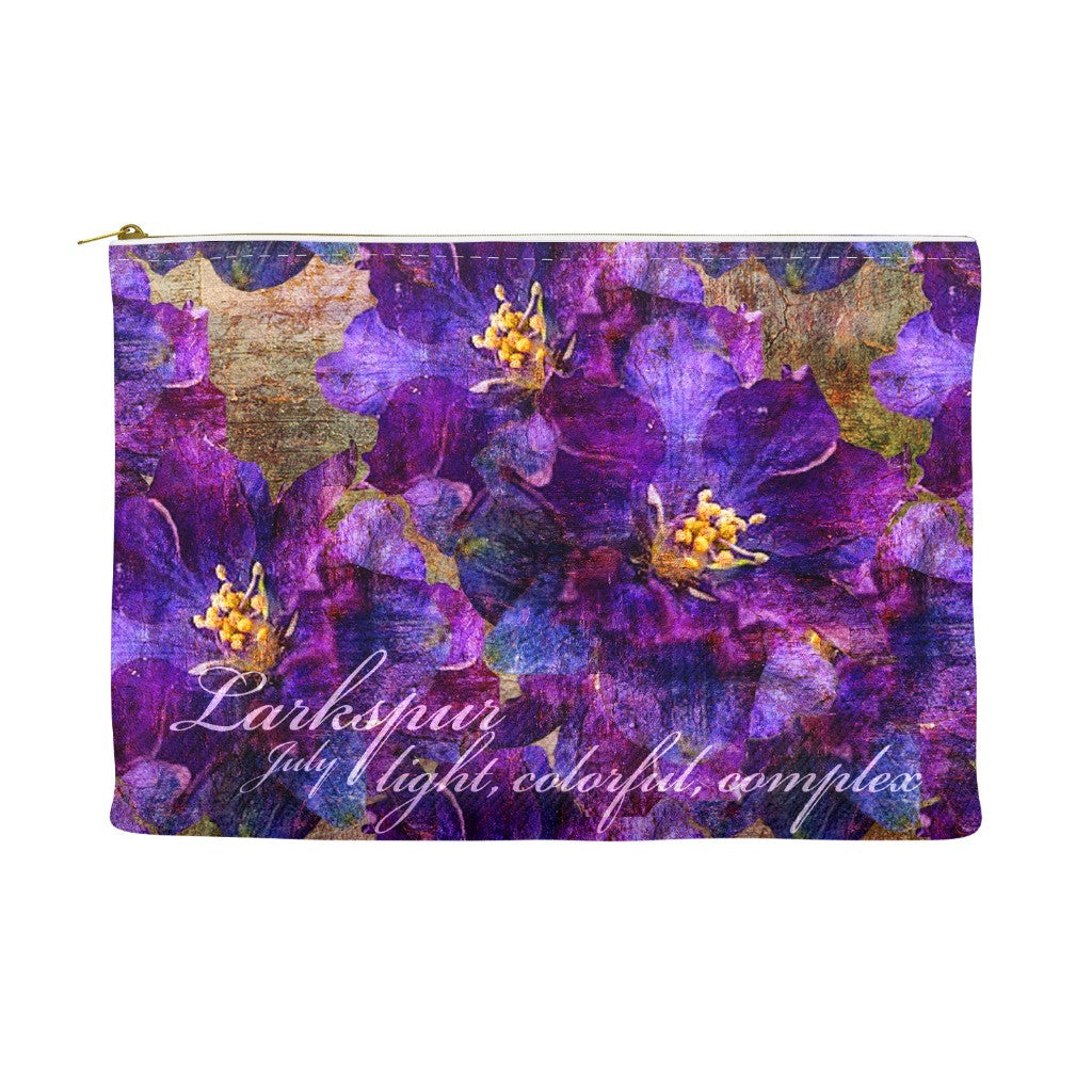 Birthday Blossom Cosmetic Pouch - July, Larkspur