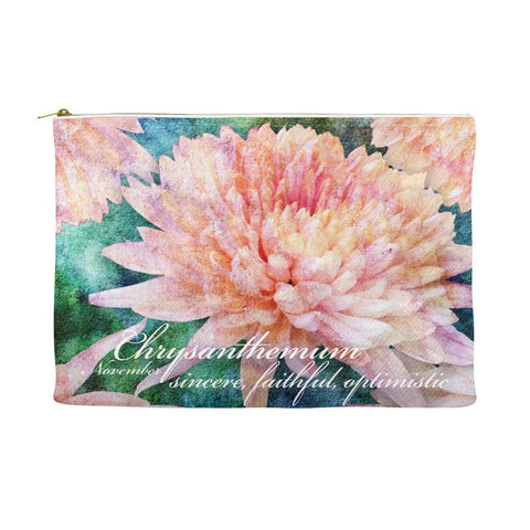 Birthday Blossom Cosmetic Pouch - November, Crysanthemum