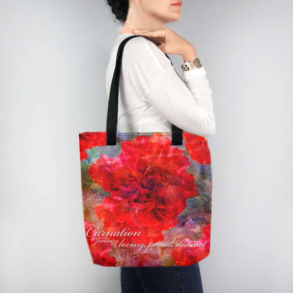 Birthday Blossom Tote Bag - January Carnation