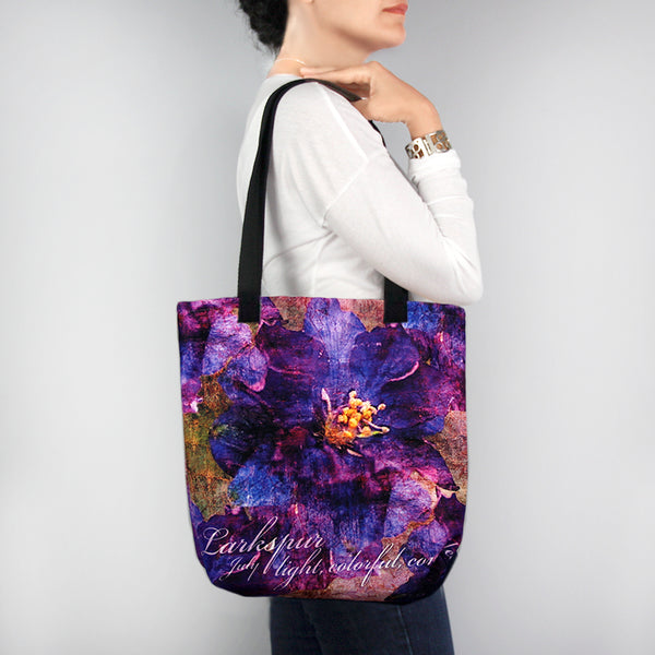 Birthday Blossom Tote Bag - July Larkspur