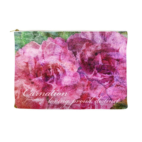 Birthday Blossom Cosmetic Pouch - January, Carnation