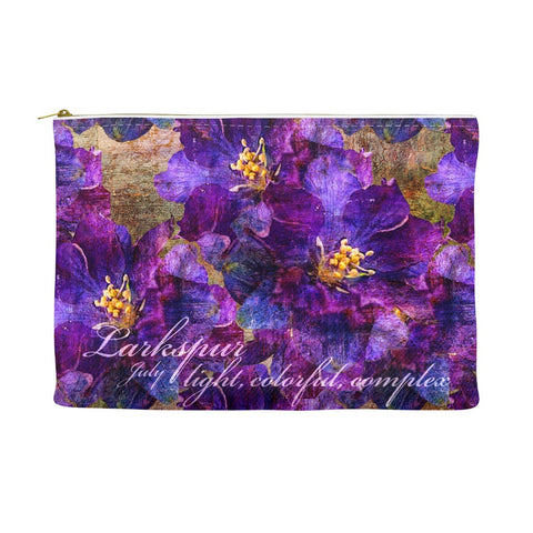 Birthday Blossom Cosmetic Pouch - July, Larkspur