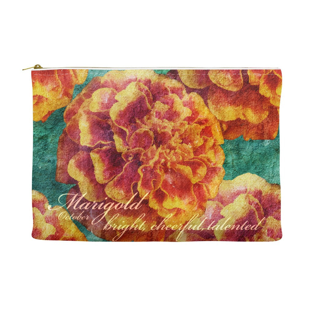 Birthday Blossom Cosmetic Pouch - October, Marigold