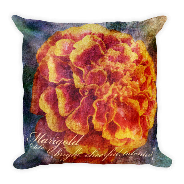 Birthday Blossom Accent Pillow - October, Marigold