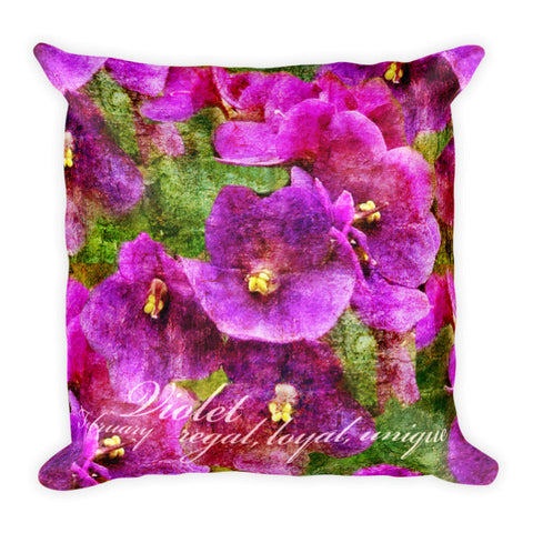 Birthday Blossom Accent Pillow - February, Violet