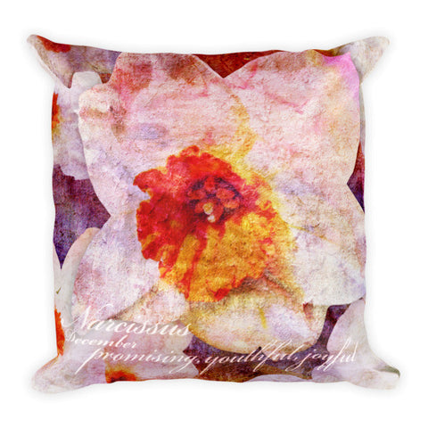 Birthday Blossom Accent Pillow - December, Narcissus