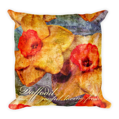 Birthday Blossom Accent Pillow - March, Daffodil