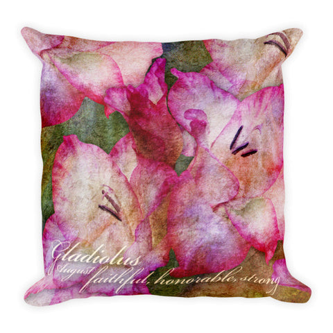 Birthday Blossom Accent Pillow - August, Gladiolus