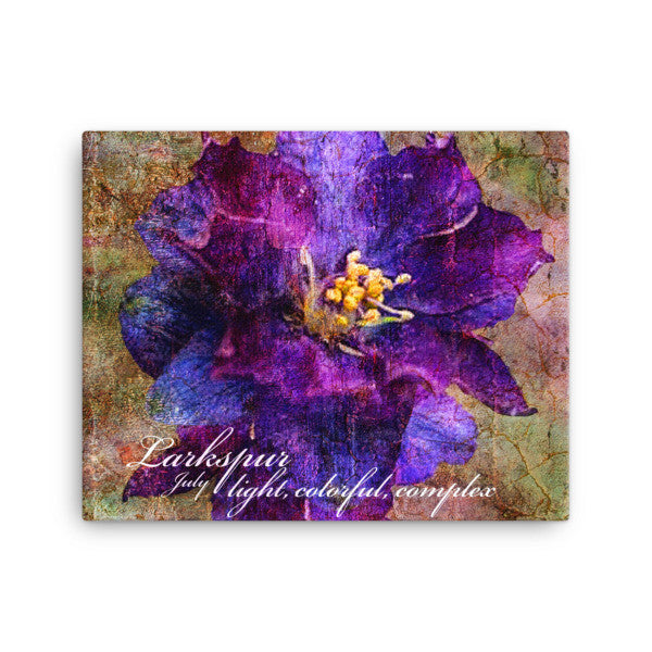 Birthday Blossoms Wall Art - Larkspur, with characteristic description